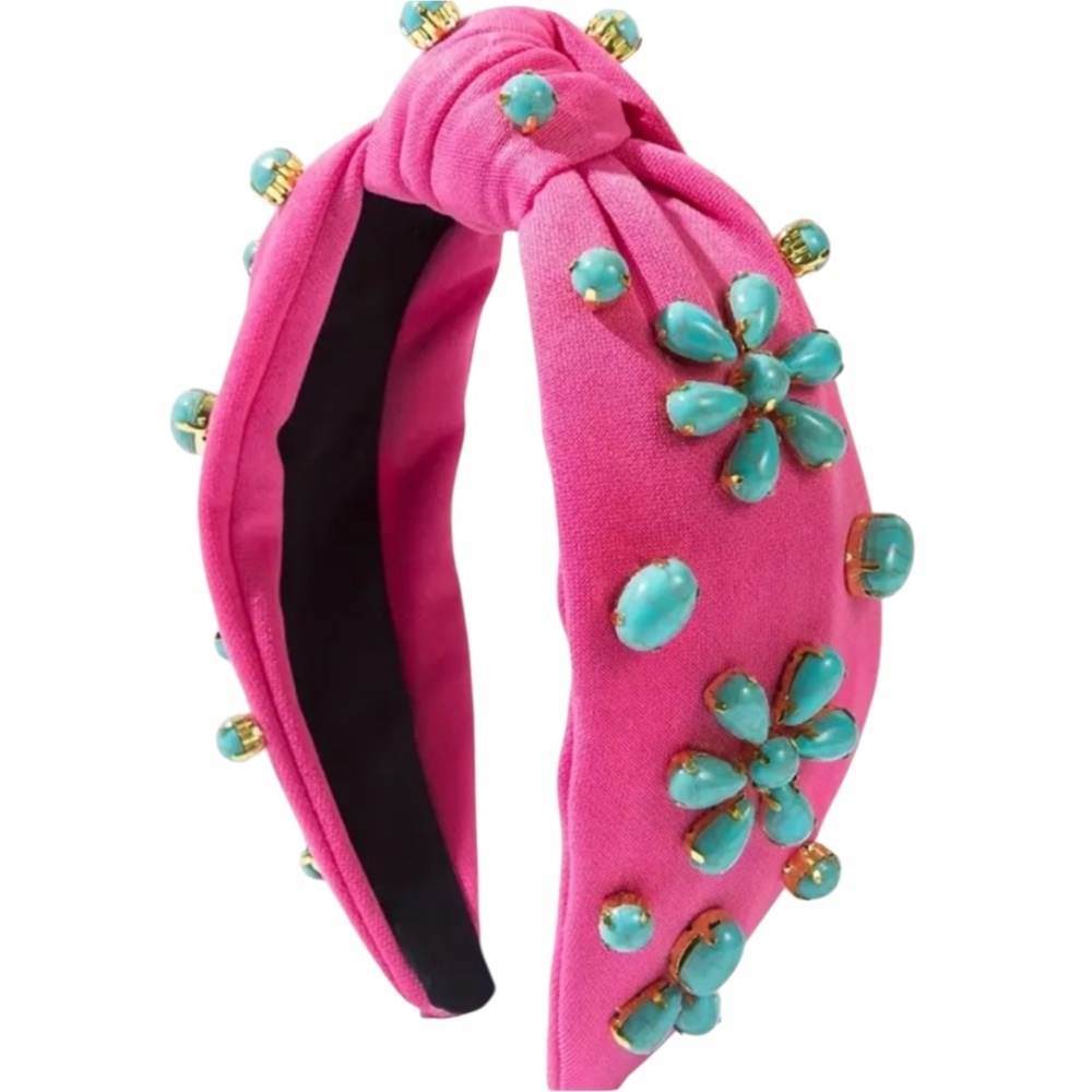 Pink Turquoise Floral  Embellished Headband